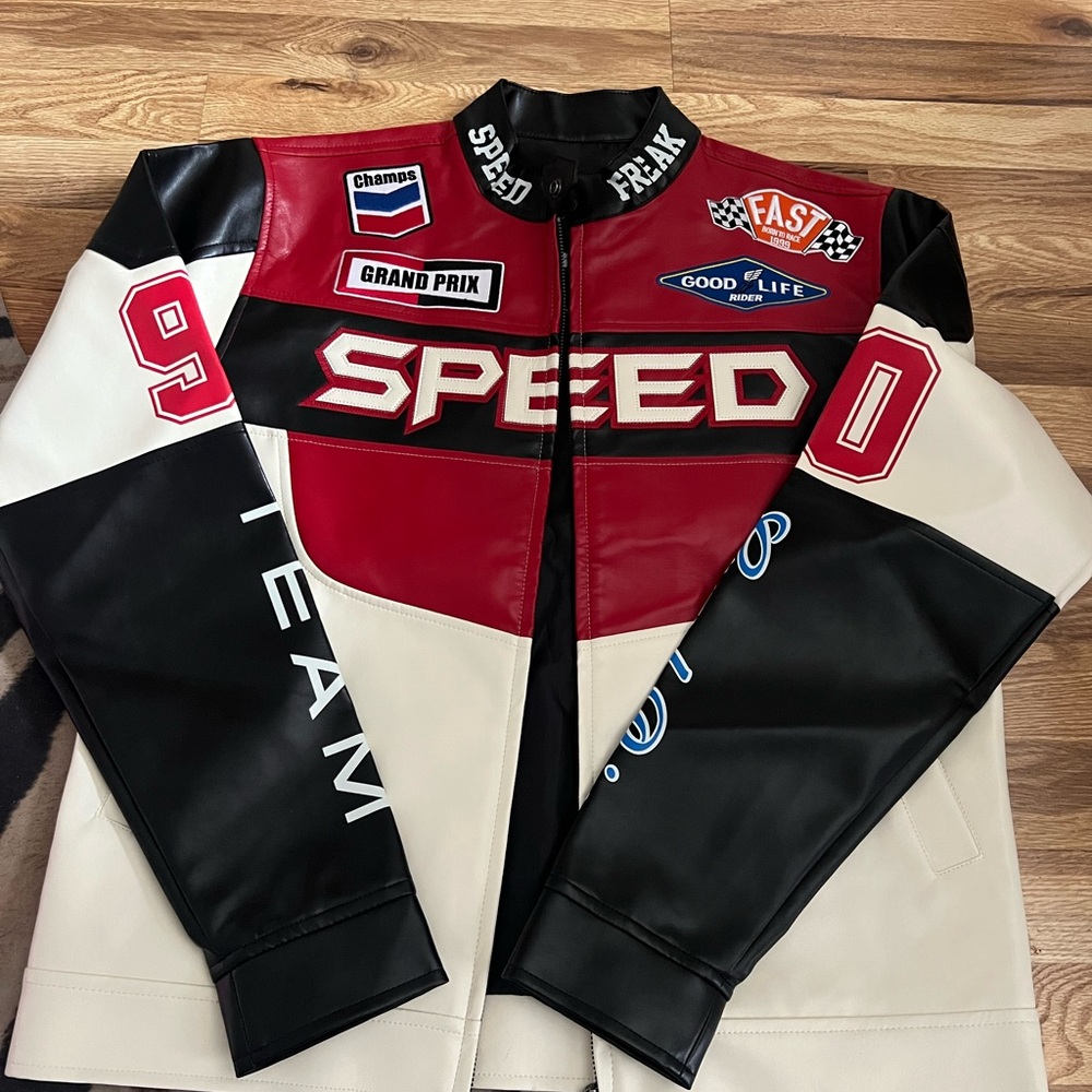 Racing Style Jacket with Red and Black Accents